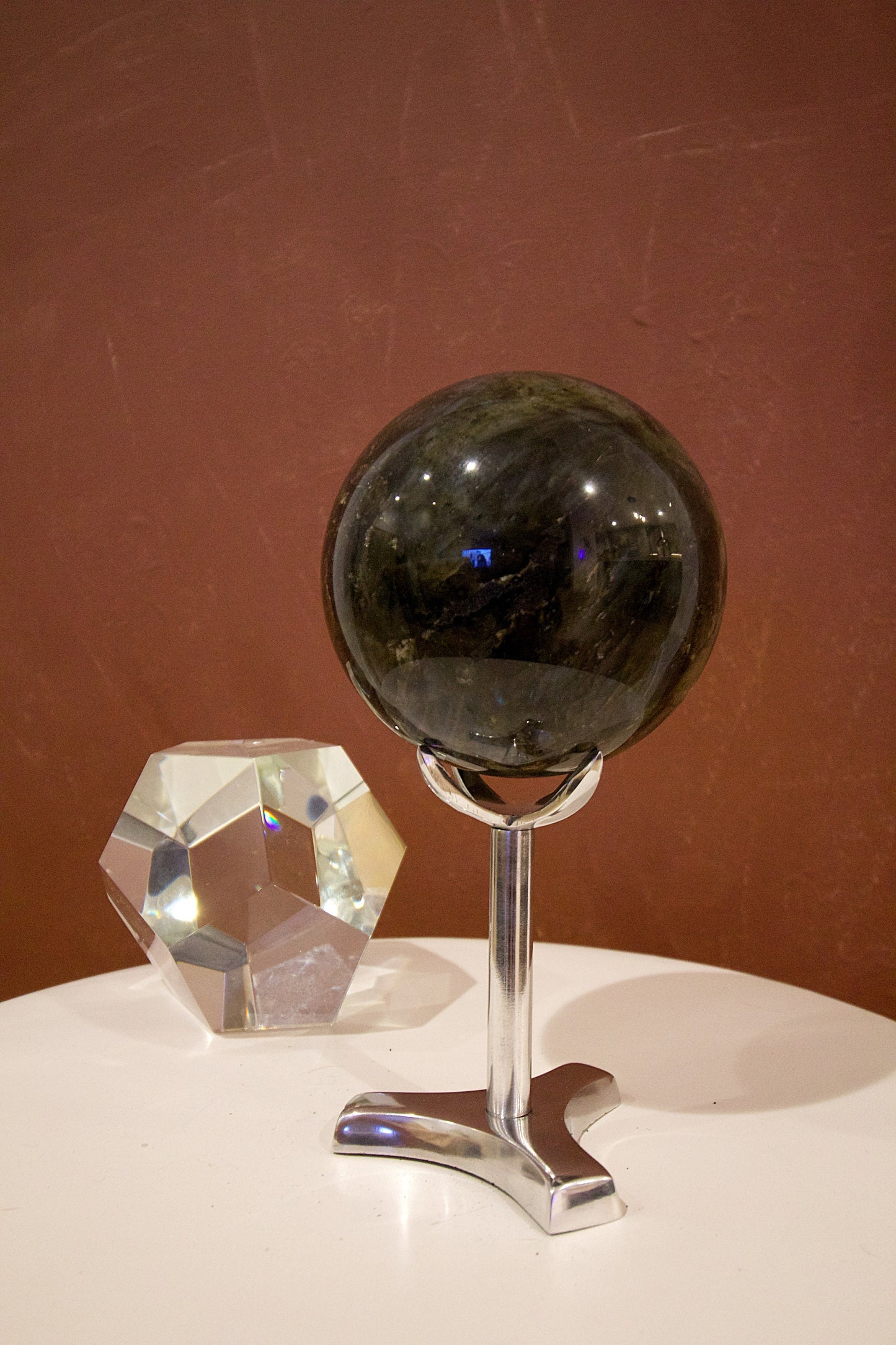 Brass Pedestal Claw Crystal Display Stand - Sphere Mineral Holder