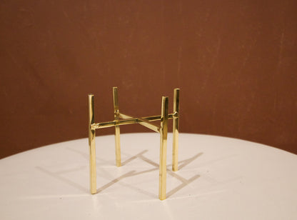 Brass Crystal Short Tower Display Stand - Gold Geometric Candle & Sphere Holder