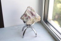 Pink Tourmaline Crystal on Brass Stand – Boho Gemstone Decor
