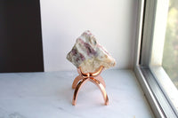 Pink Tourmaline Crystal on Brass Stand – Boho Gemstone Decor