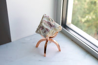 Pink Tourmaline Crystal on Brass Stand – Boho Gemstone Decor