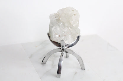 Apophyllite Quartz – White Crystal on Brass Claw Stand