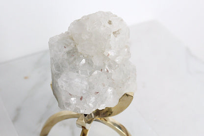 Apophyllite Quartz – White Crystal on Brass Claw Stand