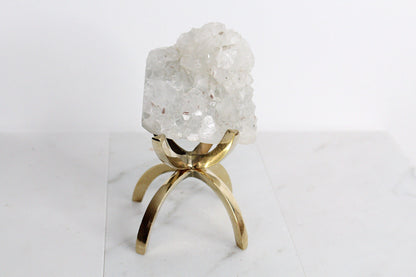 Apophyllite Quartz – White Crystal on Brass Claw Stand