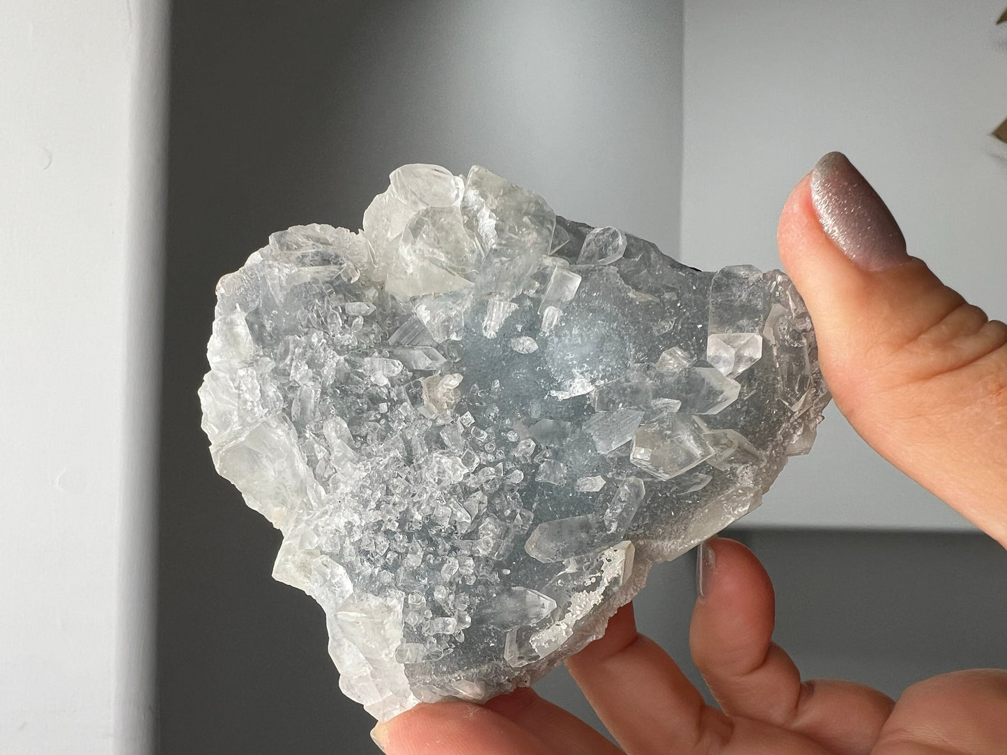 Apophyllite Quartz – White Crystal on Brass Claw Stand