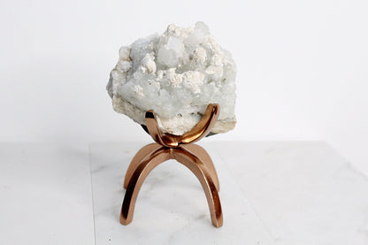 Apophyllite Okenite Quartz Crystal – Boho Decor on Brass Claw Stand