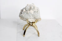Apophyllite Okenite Quartz Crystal – Boho Decor on Brass Claw Stand