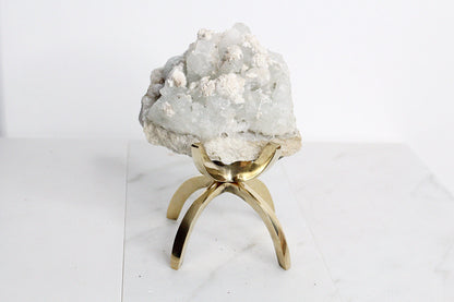 Apophyllite Okenite Quartz Crystal – Boho Decor on Brass Claw Stand