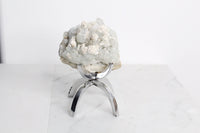 Apophyllite Okenite Quartz Crystal – Boho Decor on Brass Claw Stand