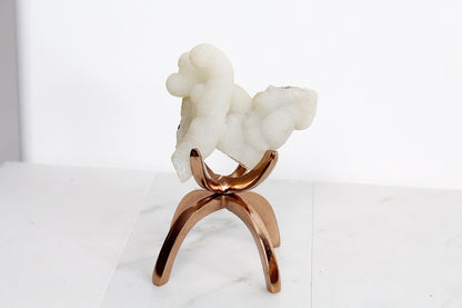 Modern White Crystal Decor with Copper Claw Stand: Chalcedony Quartz Mineral Boho Decor Accent Quartz Crystal Gift Minimal Rose Gold Claw Stand Modern Crystal Decor with Claw Stand: Chalcedony Quartz Mineral
Boho Crystal Display: Chalcedony Quartz