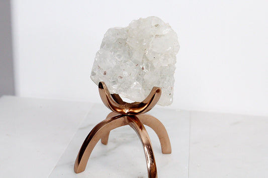 Apophyllite Quartz – White Crystal on Brass Claw Stand