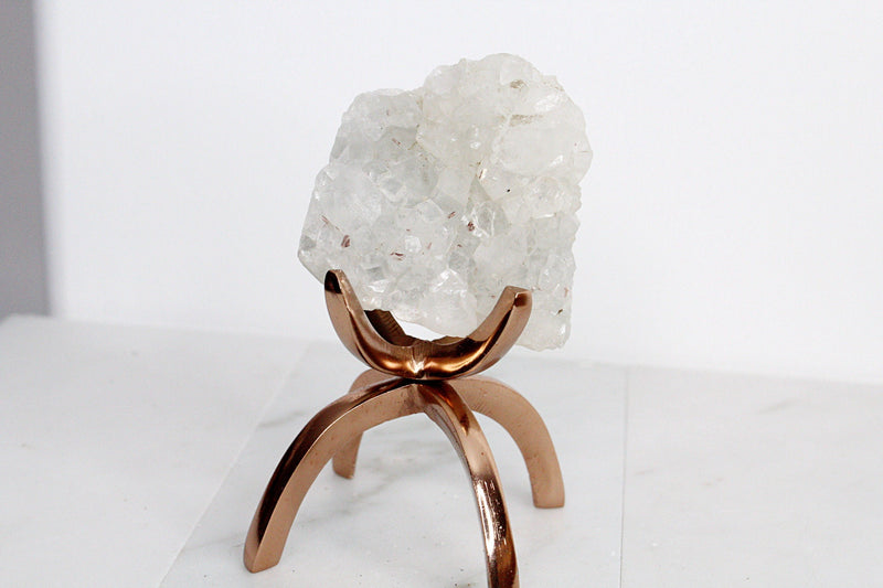 Apophyllite Quartz – White Crystal on Brass Claw Stand