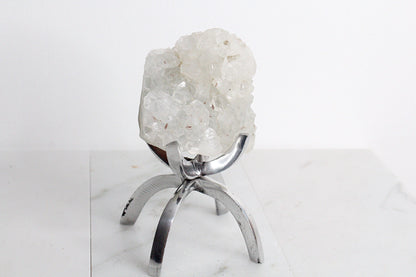 Apophyllite Quartz – White Crystal on Brass Claw Stand