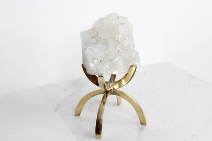 Apophyllite Quartz – White Crystal on Brass Claw Stand