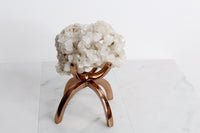 Apophyllite & Prehnite Pink Crystal – Brass Claw Display for Boho Home Decor
