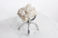 Apophyllite & Prehnite Pink Crystal – Brass Claw Display for Boho Home Decor