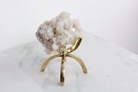Apophyllite & Prehnite Pink Crystal – Brass Claw Display for Boho Home Decor