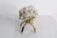 Apophyllite & Prehnite Pink Crystal – Brass Claw Display for Boho Home Decor