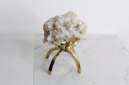 Apophyllite & Prehnite Pink Crystal – Brass Claw Display for Boho Home Decor