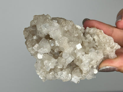 Apophyllite & Prehnite Pink Crystal – Brass Claw Display for Boho Home Decor