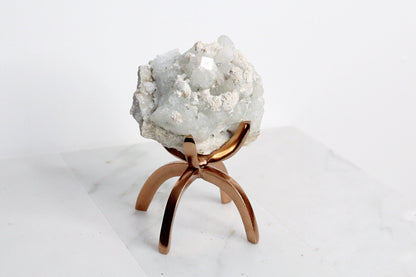 Apophyllite Okenite Quartz Crystal – Boho Decor on Brass Claw Stand