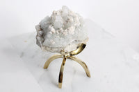 Apophyllite Okenite Quartz Crystal – Boho Decor on Brass Claw Stand