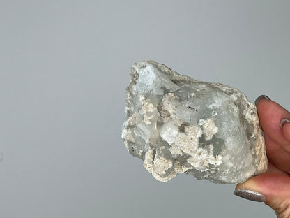 Apophyllite Okenite Quartz Crystal – Boho Decor on Brass Claw Stand