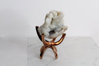 White Chalcedony Quartz – Boho Crystal Display with Brass Claw Stand