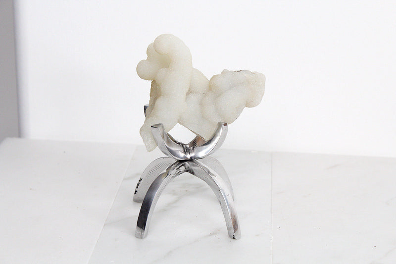 Modern White Crystal Decor with Silver Claw Stand: Chalcedony Quartz Mineral Boho Decor Accent Quartz Crystal Gift Minimal Silver Claw Stand Modern Crystal Decor with Silver Claw Stand Chalcedony Quartz Mineral
Boho Crystal Display: Chalcedony Quartz