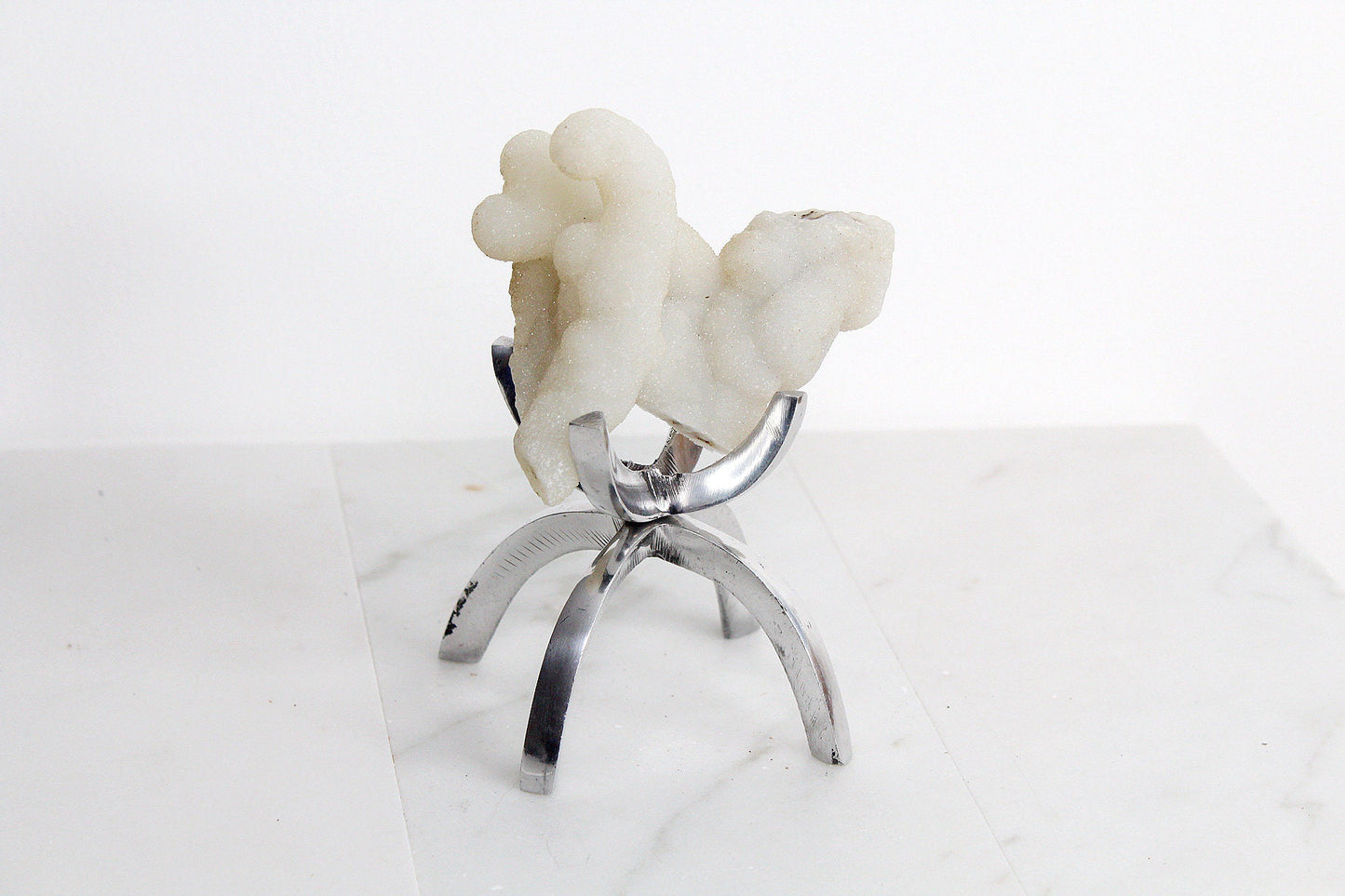 Modern White Crystal Decor with Silver Claw Stand: Chalcedony Quartz Mineral Boho Decor Accent Quartz Crystal Gift Minimal Brass Claw Stand Modern Crystal Decor with Brass Claw Stand: Chalcedony Quartz Mineral
Boho Crystal Display: Chalcedony Quartz