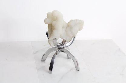 Modern White Crystal Decor with Silver Claw Stand: Chalcedony Quartz Mineral Boho Decor Accent Quartz Crystal Gift Minimal Brass Claw Stand Modern Crystal Decor with Brass Claw Stand: Chalcedony Quartz Mineral
Boho Crystal Display: Chalcedony Quartz