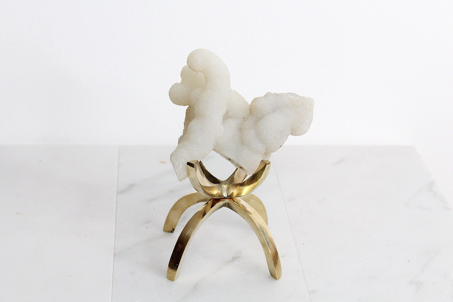 Modern White Crystal Decor with Brass Claw Stand: Chalcedony Quartz Mineral Boho Decor Accent Quartz Crystal Gift Minimal Brass Claw Stand Modern Crystal Decor with Brass Claw Stand: Chalcedony Quartz Mineral
Boho Crystal Display: Chalcedony Quartz