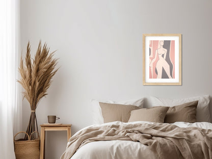 Modern Feminine Aesthetic Wall Art Decor Pink Neutral Colored Framed Art Print Woman Body Outline Art Matisse Art Print Neutral Minimal Art body outline art woman body painting pink feminine art feminine wall decor matisse art print pink art print