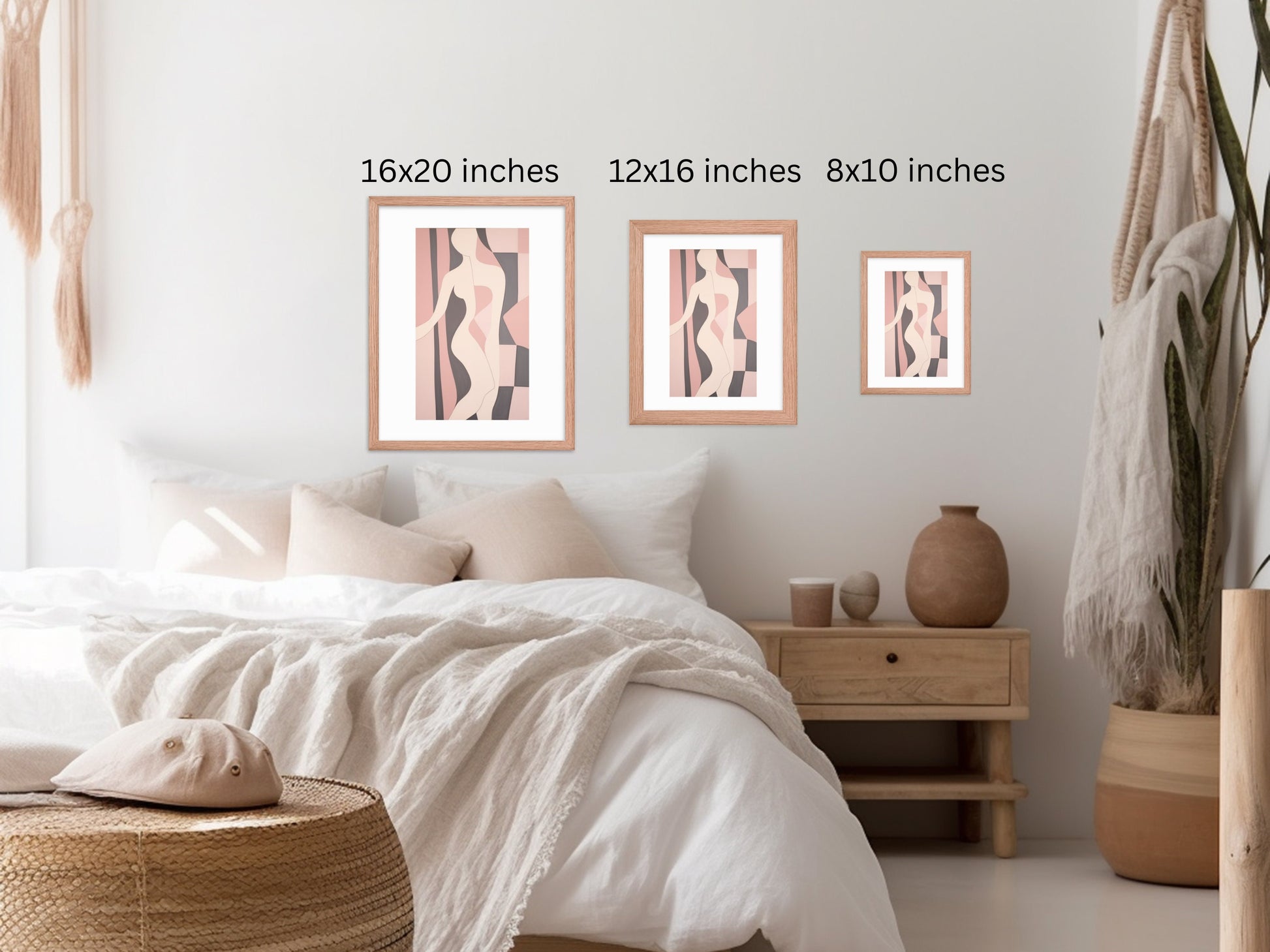 Matisse Inspired Pink Art: Contemporary Wall Art Decor with Woman Body Framed Art Print Modern Feminine Wall Art Decor Pink Neutral Colors Stylish Gallery Wall Decor Neutral Colored Art Print, Matisse Inspired Painting Aesthetic Decor Female Vibe