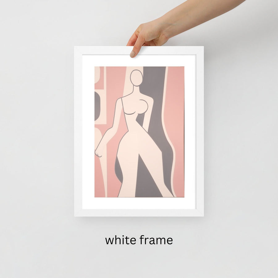 Modern Feminine Aesthetic Wall Art Decor Pink Neutral Colored Framed Art Print Woman Body Outline Art Matisse Art Print Neutral Minimal Art body outline art woman body painting pink feminine art feminine wall decor matisse art print pink art print