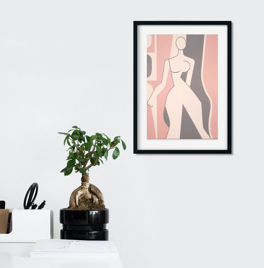 Modern Feminine Aesthetic Wall Art Decor Pink Neutral Colored Framed Art Print Woman Body Outline Art Matisse Art Print Neutral Minimal Art body outline art woman body painting pink feminine art feminine wall decor matisse art print pink art print