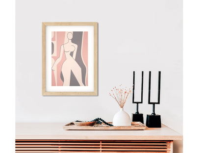 Modern Feminine Aesthetic Wall Art Decor Pink Neutral Colored Framed Art Print Woman Body Outline Art Matisse Art Print Neutral Minimal Art body outline art woman body painting pink feminine art feminine wall decor matisse art print pink art print