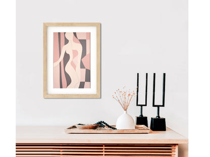 Matisse Inspired Pink Art: Contemporary Wall Art Decor with Woman Body Framed Art Print Modern Feminine Wall Art Decor Pink Neutral Colors Stylish Gallery Wall Decor Neutral Colored Art Print, Matisse Inspired Painting Aesthetic Decor Female Vibe