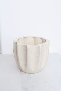 Neutral Modern Pot Fluted Beige Cream Ceramic Vase Pot Gift Minimal Modern Decor Ribbed Planter Sandstone Pottery for Indoor Plant Gift