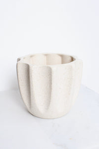 Neutral Modern Pot Fluted Beige Cream Ceramic Vase Pot Gift Minimal Modern Decor Ribbed Planter Sandstone Pottery for Indoor Plant Gift