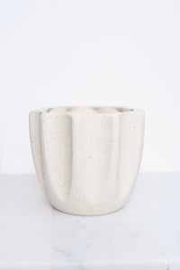 Neutral Modern Pot Fluted Beige Cream Ceramic Vase Pot Gift Minimal Modern Decor Ribbed Planter Sandstone Pottery for Indoor Plant Gift