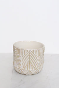 Boho Chevron Pattern Pottery Neutral Ivory Modern Pot Minimal Planter Indoor Plant Home Decor Flower Decorative Vase Wedding Elegant Style