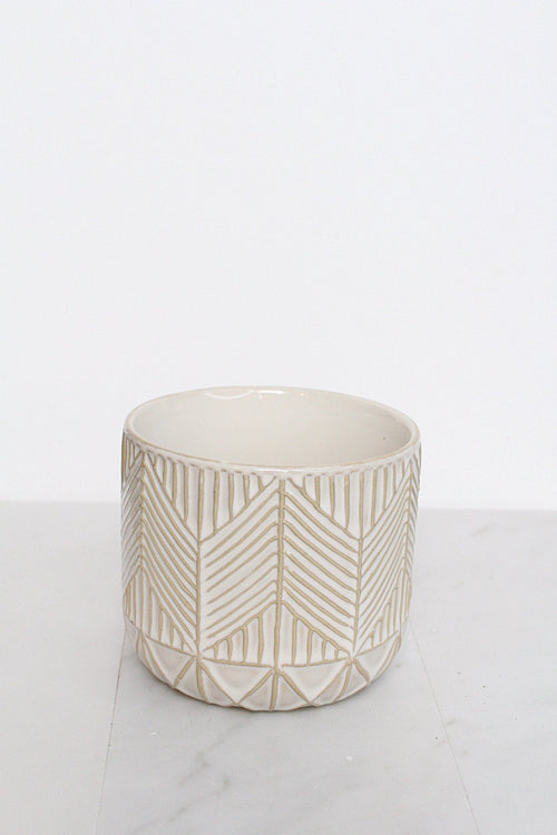 Boho Chevron Pattern Pottery Neutral Ivory Modern Pot Minimal Planter Indoor Plant Home Decor Flower Decorative Vase Wedding Elegant Style