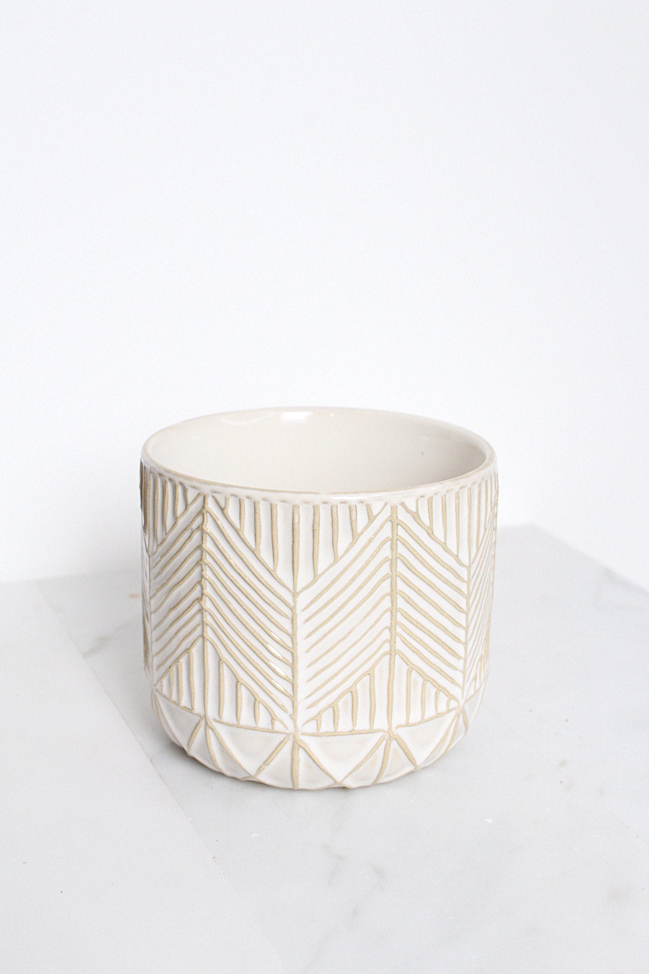 Boho Chevron Pattern Pottery Neutral Ivory Modern Pot Minimal Planter Indoor Plant Home Decor Flower Decorative Vase Wedding Elegant Style