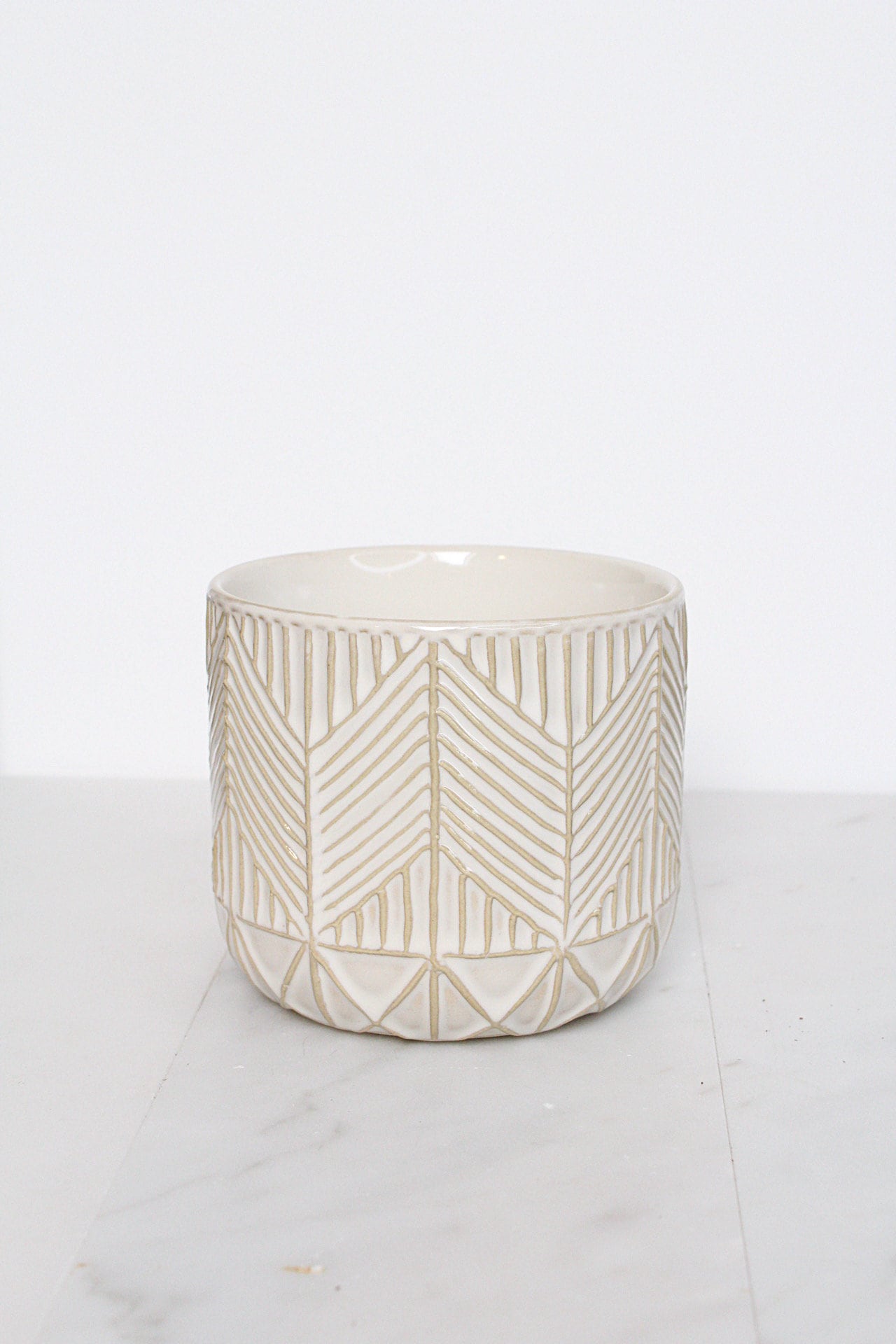 Boho Chevron Pattern Pottery Neutral Ivory Modern Pot Minimal Planter Indoor Plant Home Decor Flower Decorative Vase Wedding Elegant Style