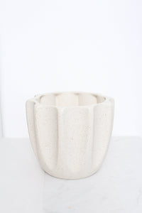 Neutral Modern Pot Fluted Beige Cream Ceramic Vase Pot Gift Minimal Modern Decor Ribbed Planter Sandstone Pottery for Indoor Plant Gift