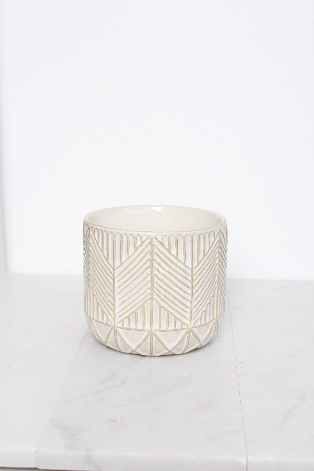 Boho Chevron Pattern Pottery Neutral Ivory Modern Pot Minimal Planter Indoor Plant Home Decor Flower Decorative Vase Wedding Elegant Style