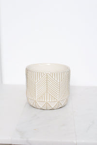 Boho Chevron Pattern Pottery Neutral Ivory Modern Pot Minimal Planter Indoor Plant Home Decor Flower Decorative Vase Wedding Elegant Style