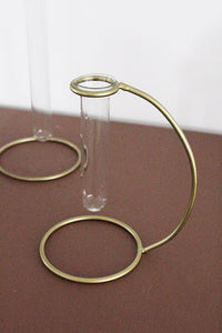 Propagation Tube Clear Glass Vase Removable Brass Stand Modern Home Decor Plant Lover Gift Single Flower Display Boho Minimal Wedding Centerpiece Event Decor Indoor Plant Decor