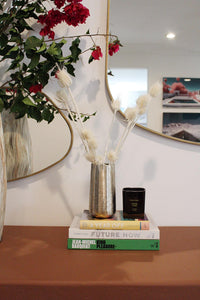 Silver Metallic Vase Antique Finish Vase for Branches Modern Vase Floral Arrangement Organic Vessel Distressed Texture Wabi Sabi Aesthetic